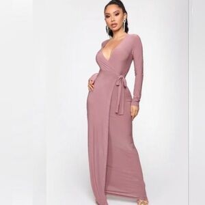 Fashion Nova Elegant Mauve Wrap Dress